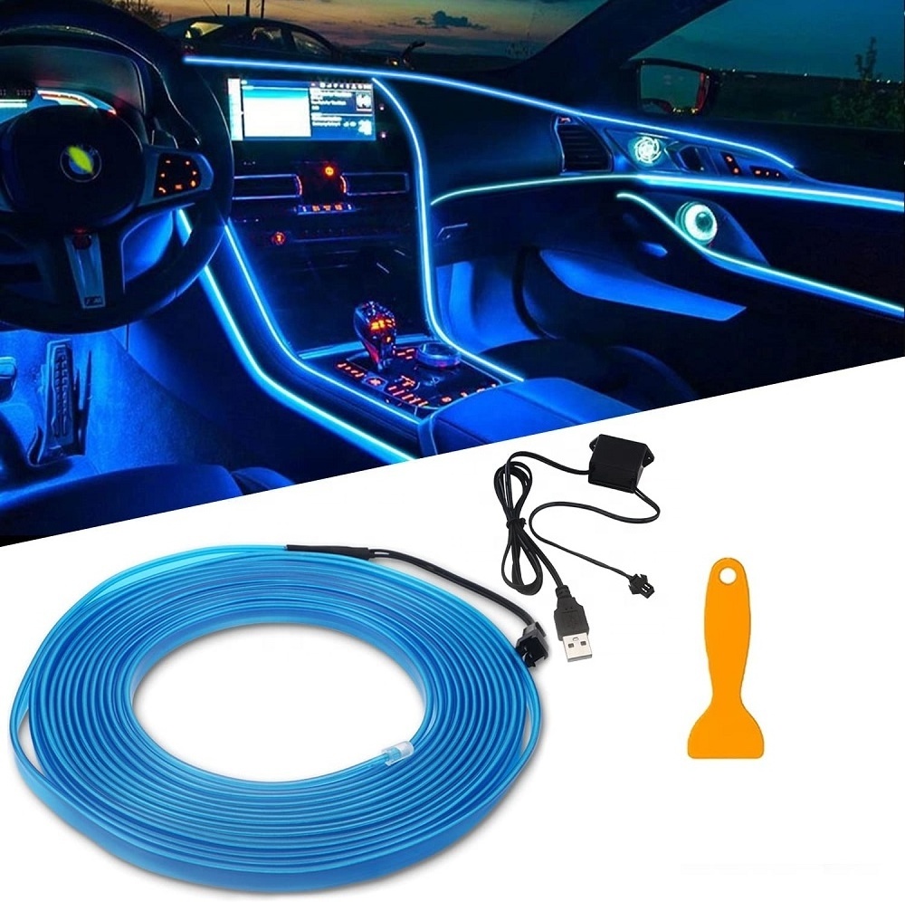 USB Neon Wire 5M  for Car Ambient Lighting Atmosphere Led Interior Strip Light Sewing Edge Decoration El Wire Lights