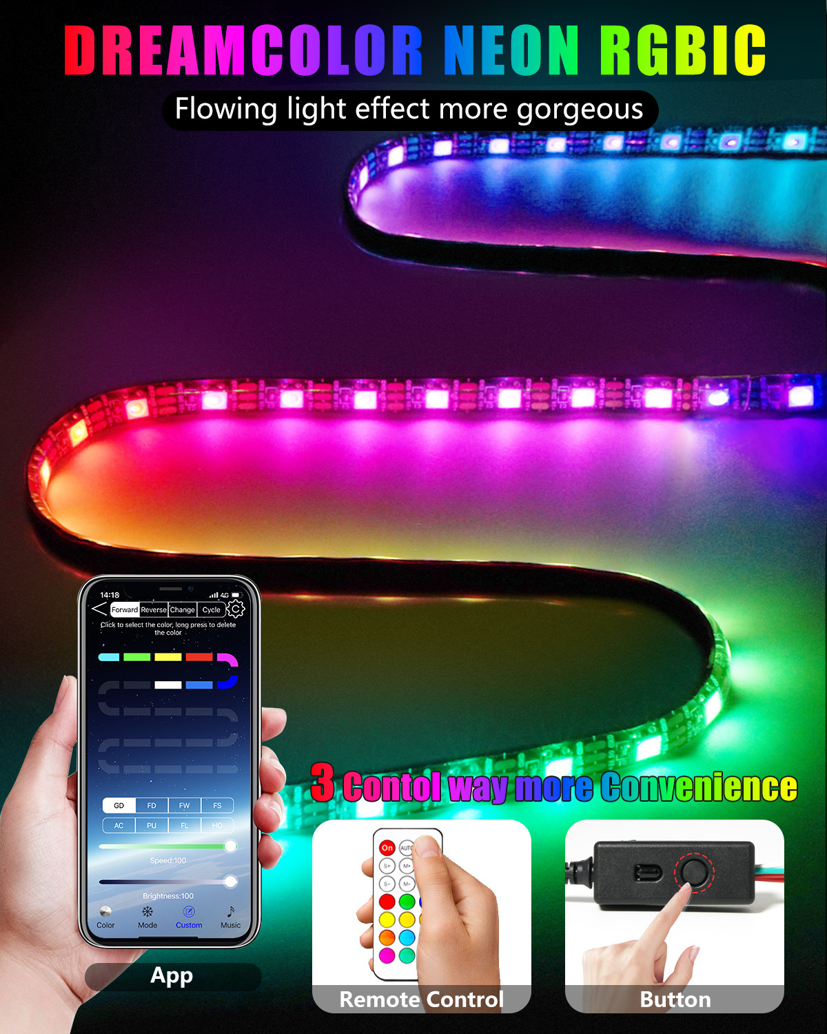 Car Rgb Led Strip light Safety Skateboard Scooter Accessories Night Cycling Colorful Lamp 12V Electric Scooter LED Strip Light