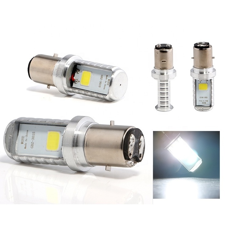 900 Lumens White BA20D COB 12W Led Bulb for Motorcycle H6 Headlights High Low Beam Fog light