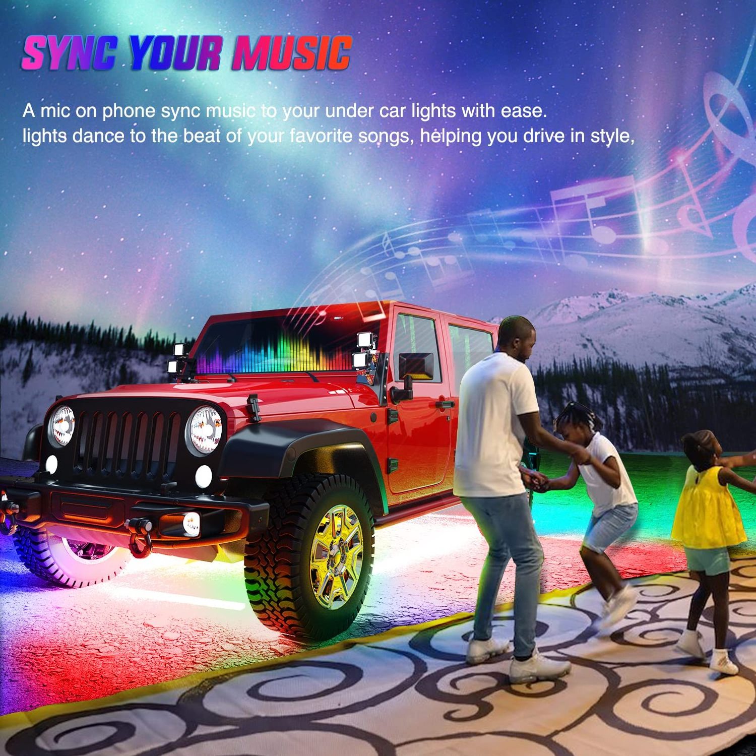 Underglow Light Kit Chasing RGB Led Strip Underbody Remote APP Control Atmosphere Lamp Under Glow Lights for Car TrucK