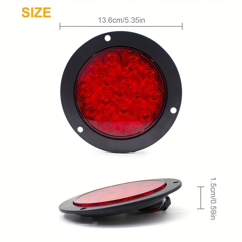 12V 24V Car led Turn Signal Light Round Rear Brake Lamps 16LEDs Tail Stop Lamp for Truck Trailer RV Caravan