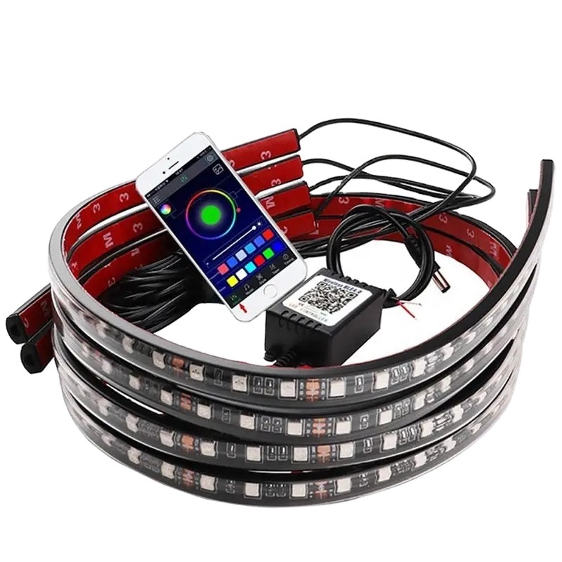 Underglow Light Kit Chasing RGB Led Strip Underbody Remote APP Control Atmosphere Lamp Under Glow Lights for Car TrucK