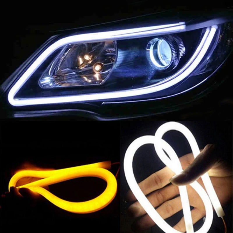 30cm 45cm 60cm Vehicle Drl Flexible Tube Strip Led Car Daytime Running Lights Turn Signal Angel Eyes Car Styling