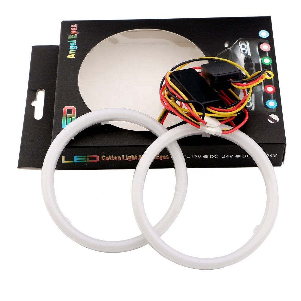 LED Cotton Switchback Angel Eyes halo rings Gentle light 60mm-120mm double colors White Yellow led angel eyes