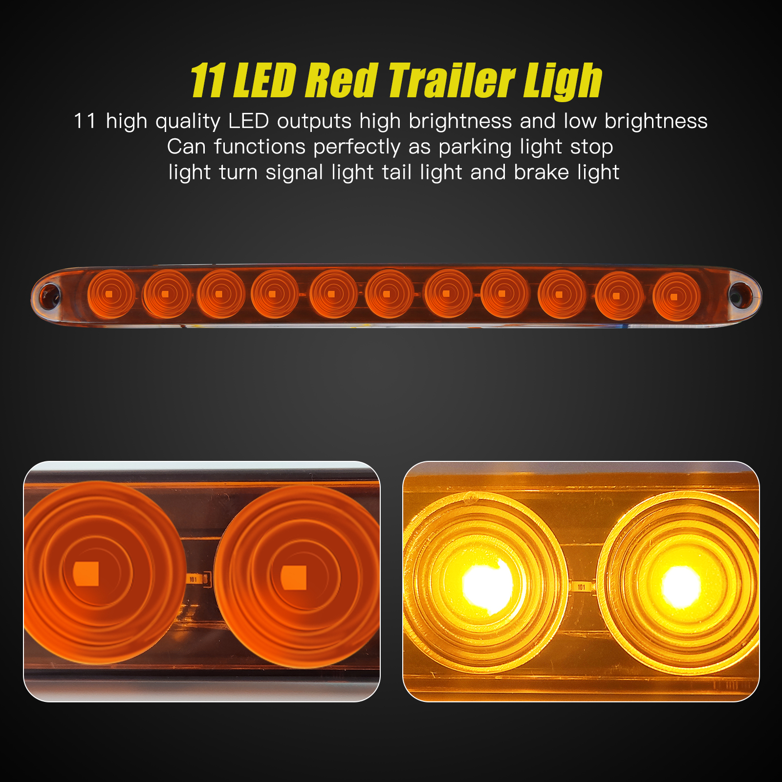 12V 24V LED Car Brake Stop Turn Tail Light Truck Trailer Side Marker Indicators light Led Warning Light Bar Truck Stop Lamp