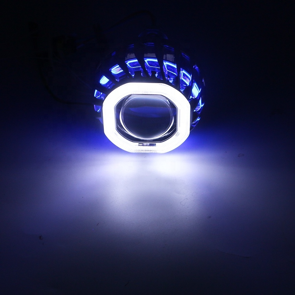 2.5inch Double angel eyes LED  HID bi xenon projector lens dual angel eye ring bi-xenon projector lens hid xenon lens kit