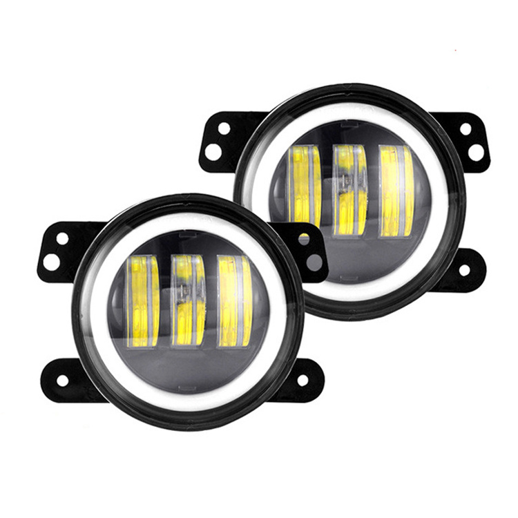 For Jeep Wrangler JK LJ TJ Dodge Journey Magnum ATV 60W 4 Inch LED Passing Spot Fog Lights White DRL Amber Turn Signal Lamp