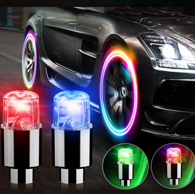 Cars Wheel LED Lights Wheel Tire Valve Cycling Lantern Spokes Hub Tyre Lamp Car Tire Decoration Accessories