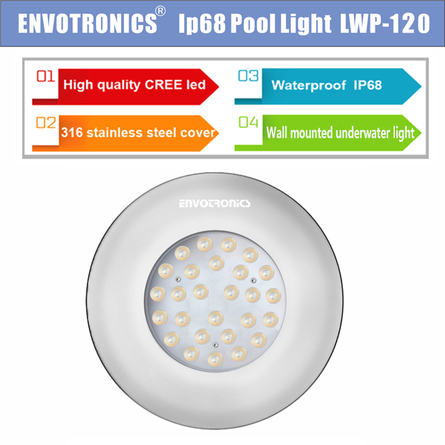 EVER CROWN IP68 Waterproof Led Swimming Pool Light RGB Underwater 316SS Stainless Steel Spa Light Resin Filled Pool Lights