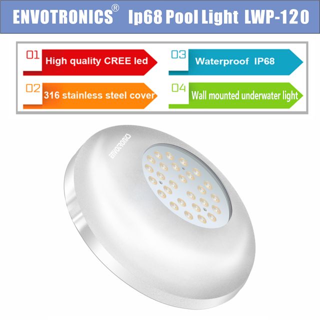 EVER CROWN IP68 Waterproof Led Swimming Pool Light RGB Underwater 316SS Stainless Steel Spa Light Resin Filled Pool Lights