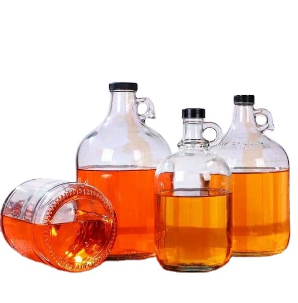 Wholesale Clear Gallon Glass Wine Bottle with Handle for Beer Wine Olive Oil