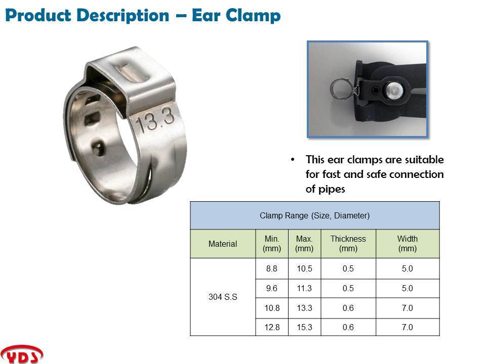 Stainless steel single ear car motorcycle pipe clamp