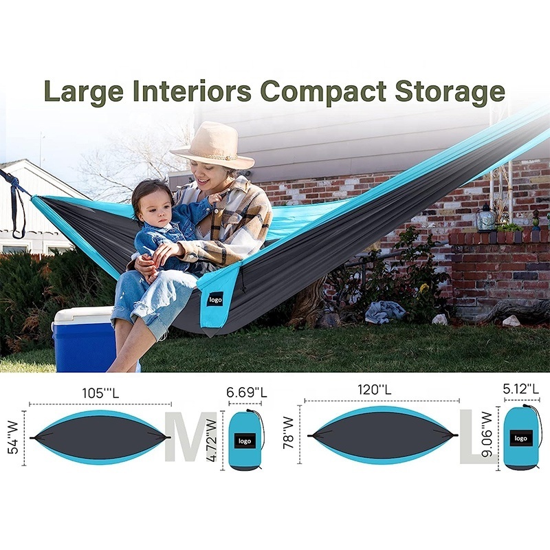 Hot selling Hammock swing portable bed double outdoor camping accessories 1 2 people Nylon hammock for indoor outdoor