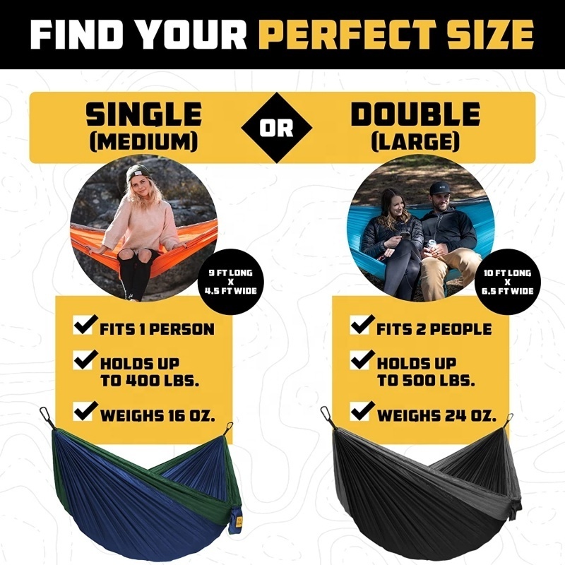 Hammock Bed Camping accessories Folding Double Hanging Nylon Wholesale Swing Outdoor Hammock with Portable bag