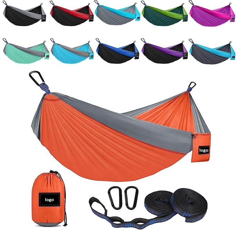 Portable custom Hammock camping accessories hanging lightweight swing bed Nylon portable outdoor hammock for hiking