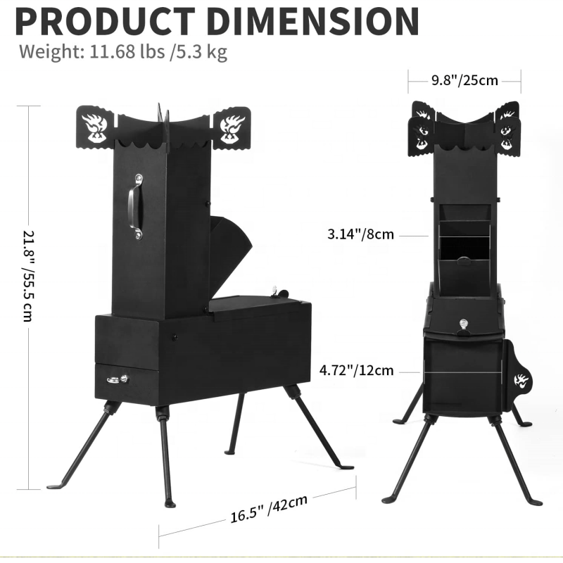 Polar Everest Factory Direct Smokeless Rocket Stove Outdoor Indoor Garden Camping Cooking Portable Folding Wood Burning Stove