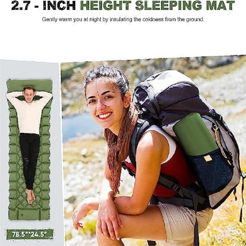 Polar Everest Folding one person outdoor camping Inflatable Air Bed Mattress foot pump for Outdoor Camping hiking