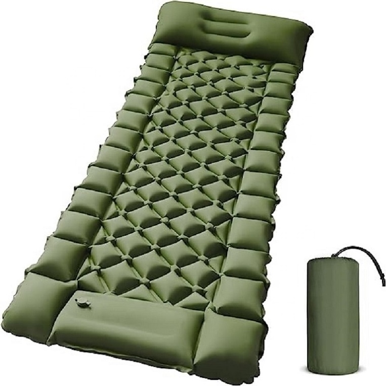 Polar Everest Folding one person outdoor camping Inflatable Air Bed Mattress foot pump for Outdoor Camping hiking