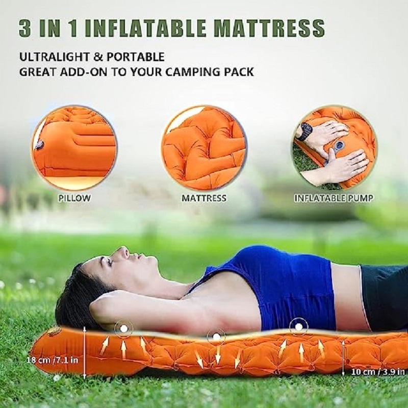 Polar Everest Camping portable air mattress single inflatable durable single camping air foot pump bed for outdoor