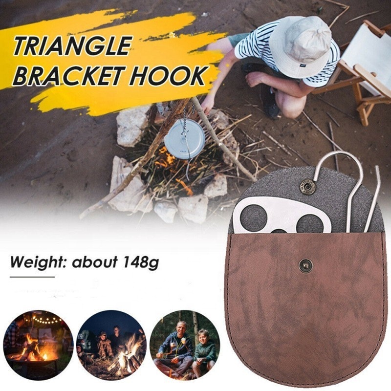 Polar Everest Outdoor Tripod Storage Bag Bushcraft Cooking Hanging Pot Grill Bag PU Leather Camping Accessory Holder for hiking