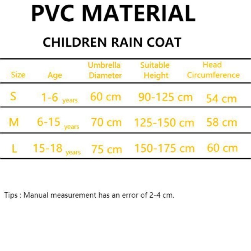 Kids Poncho waterproof PVC Raincoat impermeable children rain coat for baby girls and boys