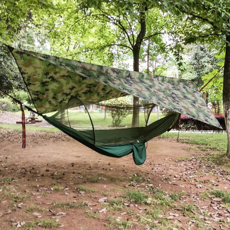 POLAR EVEREST Camo Shelter Hammock Double Single Person Swing Portable Lightweight Camouflage Camping Hammock with Shelter