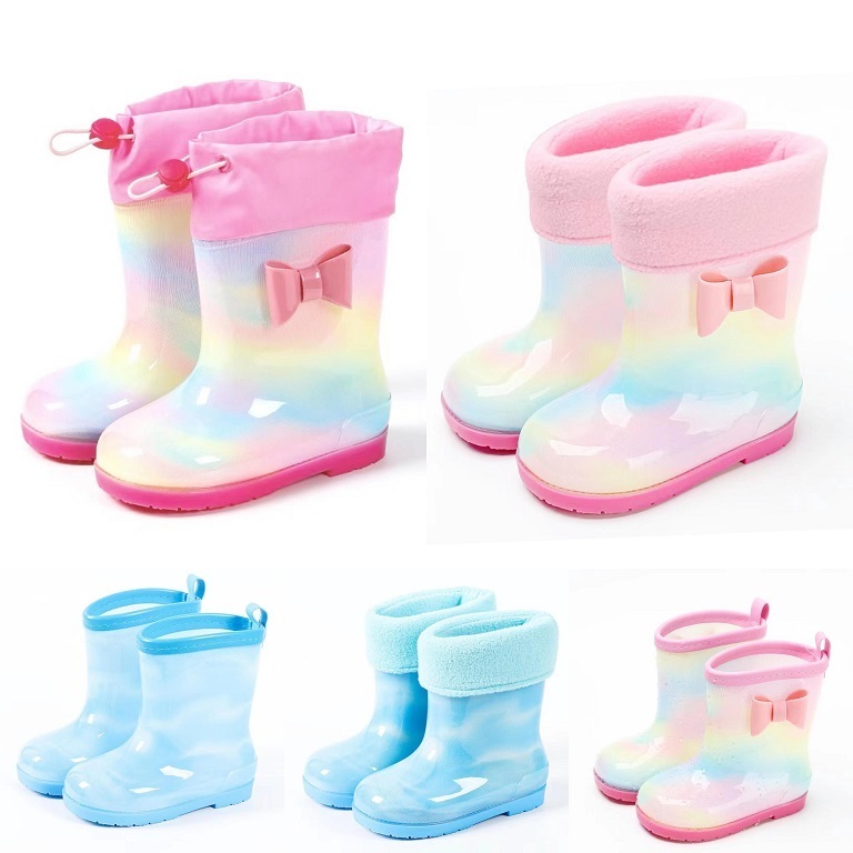 Waterproof children colorful  Rain shoes PVC comfortable anti-slip Medium length water  Rain Boots for outdoor hiking travelling