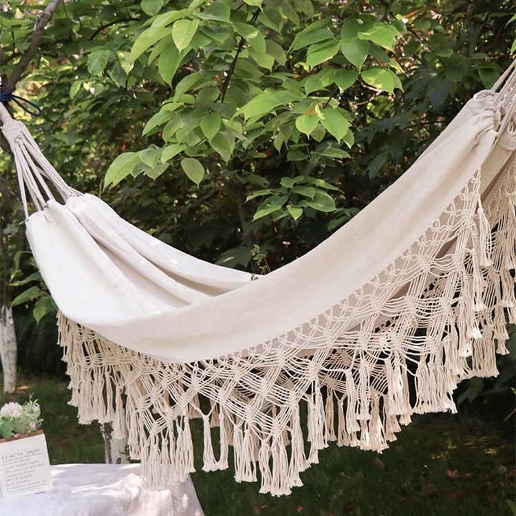 Polar Everest Hammock Hanging Swing Double Boho Brazilian Macrame Fringe Portable Hammock for Indoor Outdoor Yard Garden Bedroom