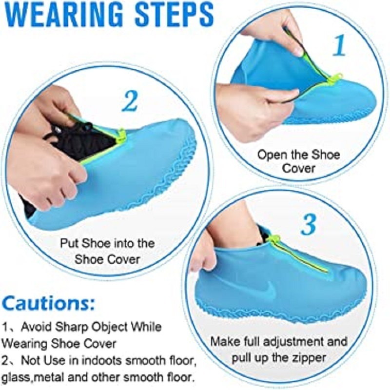 Waterproof rain shoes silicone reusable zipper elastic rain  boots for men and women