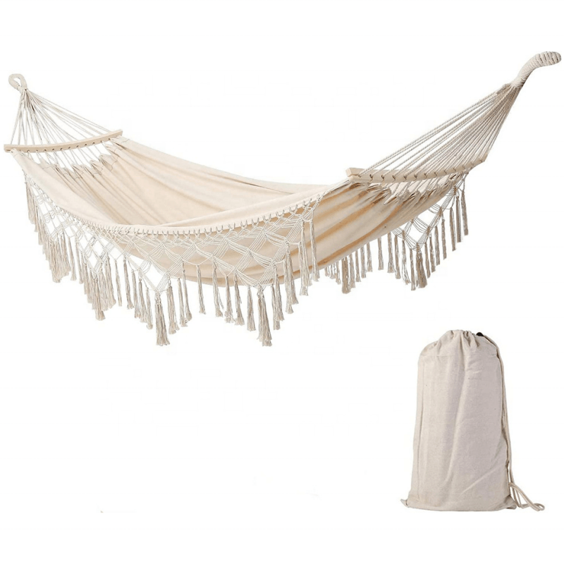 Polar Everest Hammock Hanging Swing Double Boho Brazilian Macrame Fringe Portable Hammock for Indoor Outdoor Yard Garden Bedroom