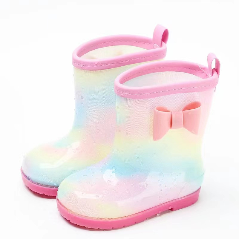 Waterproof children colorful  Rain shoes PVC comfortable anti-slip Medium length water  Rain Boots for outdoor hiking travelling