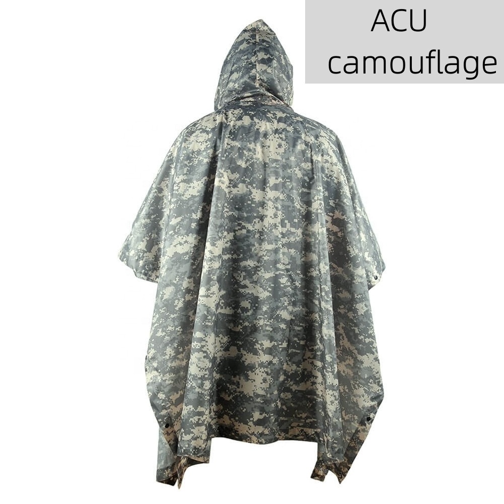 Polar Everest Waterproof Rain Poncho Impermeable Raincoat Portable Lightweight ACU Camouflage PU Poncho for Adults Backpacking