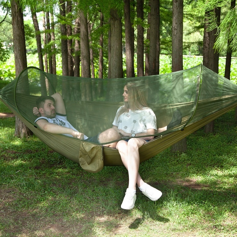 POLAR EVEREST Camo Shelter Hammock Double Single Person Swing Portable Lightweight Camouflage Camping Hammock with Shelter