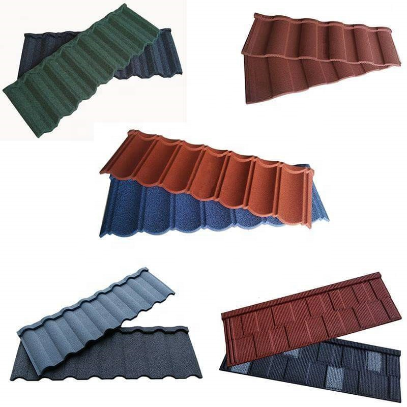 Ghana  Liberia Nigeria Hot Sale Decorative Gray Black Bond Natural Stone Coated Zinc Aluminium Roof Panel Spanish Roof Tile