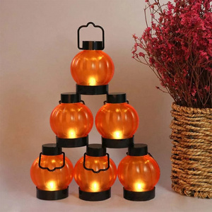 Pumpkin Halloween Decoration 6 Pack LED Pumpkin Lantern Flickering Flameless Tea Light for Indoor Halloween Party Decoration