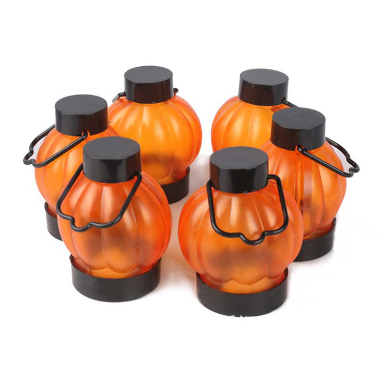 Pumpkin Halloween Decoration 6 Pack LED Pumpkin Lantern Flickering Flameless Tea Light for Indoor Halloween Party Decoration