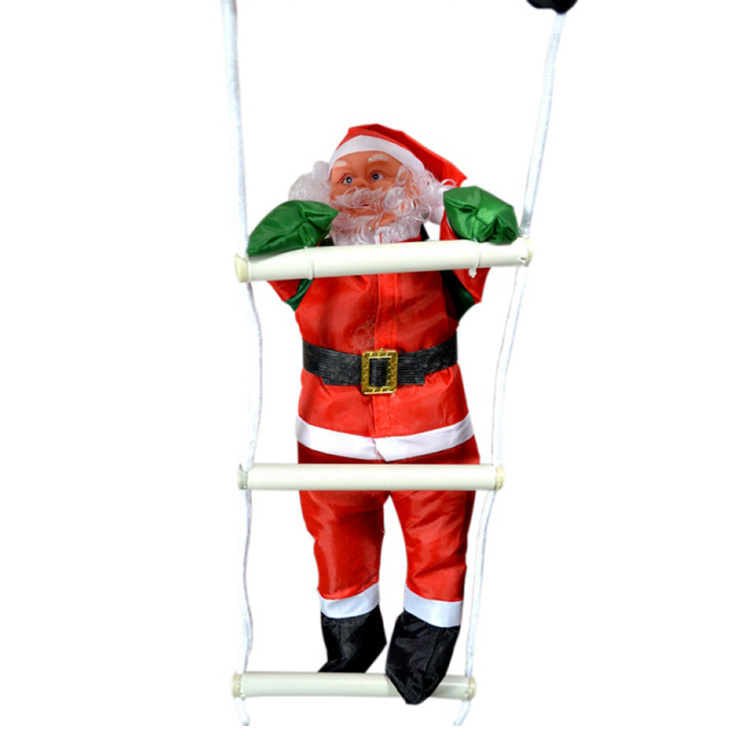 2022 LED Lamp Ladder Santa Claus Doll Decorations Outdoor Led Light Santa Ornament for Christmas Tree Party Door Wall Decoration