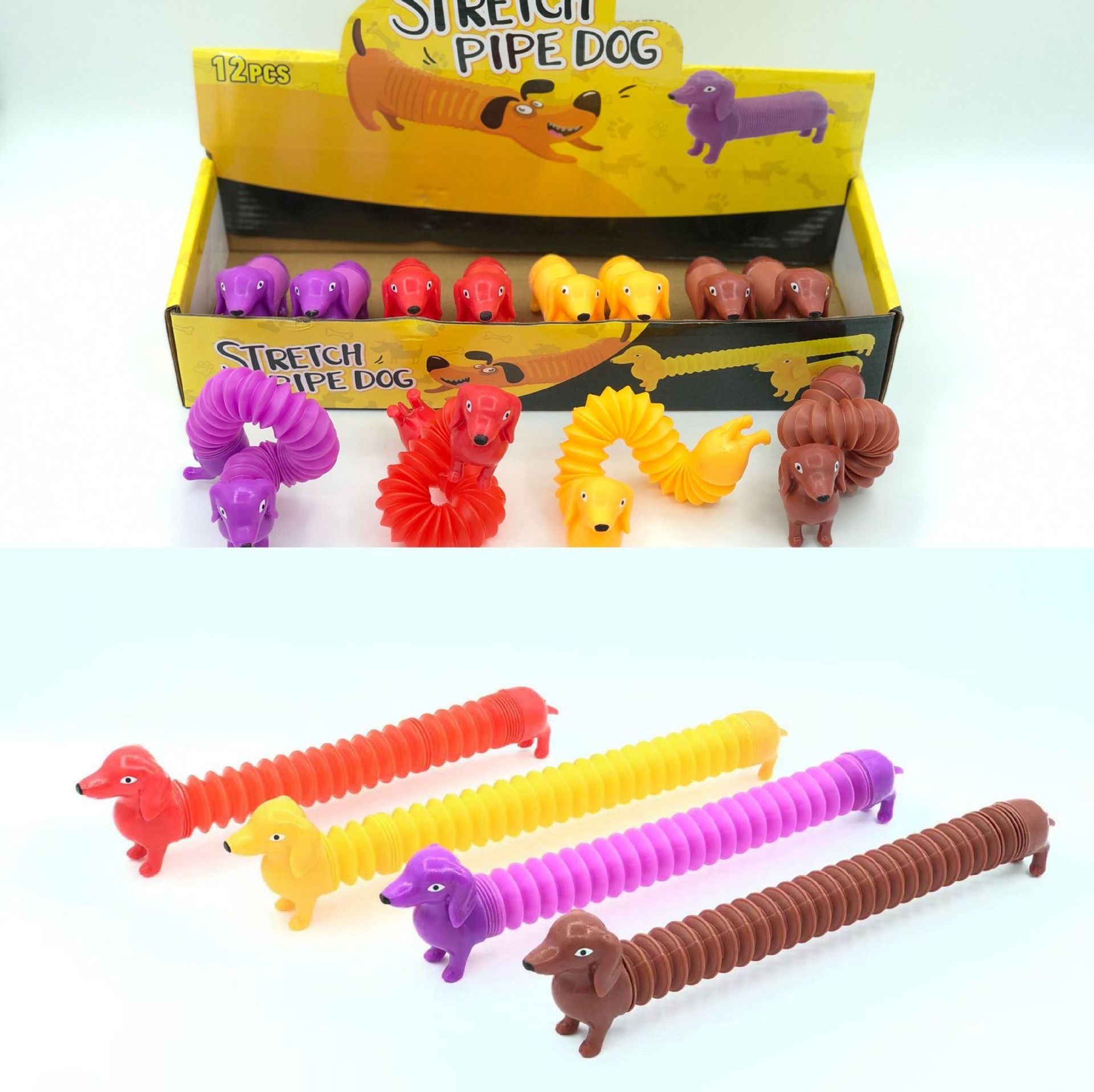 2022 Spring Dog POP Tubes Sensory Fidget Toy Stress Relieve Toy Autism Anti Stress Toy DIY Pipe Tubes Anti-Anxiety Slug Sensory