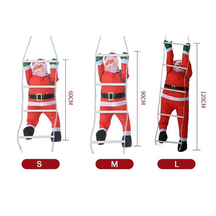 2022 LED Lamp Ladder Santa Claus Doll Decorations Outdoor Led Light Santa Ornament for Christmas Tree Party Door Wall Decoration