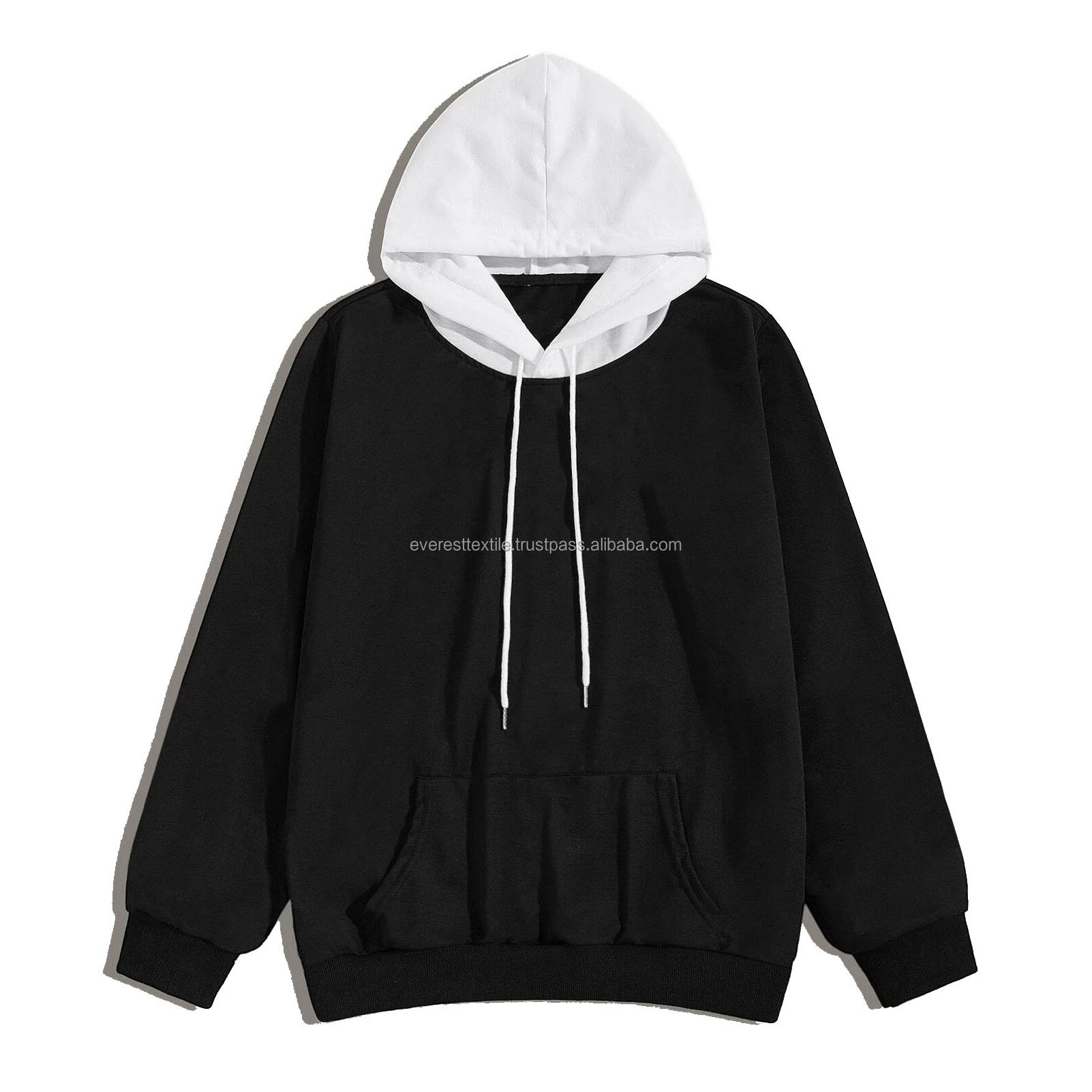 Free Sample Men 100% Cotton Color Block Hoodie Thick Heavy High Quality Blank Oversize Streetwear Custom Logo Pullover Hoodie