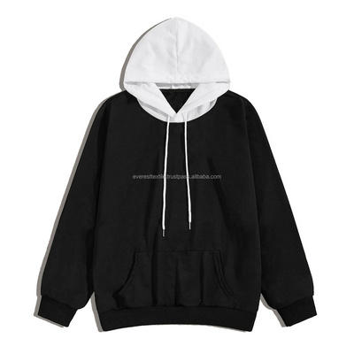 Free Sample Men 100% Cotton Color Block Hoodie Thick Heavy High Quality Blank Oversize Streetwear Custom Logo Pullover Hoodie