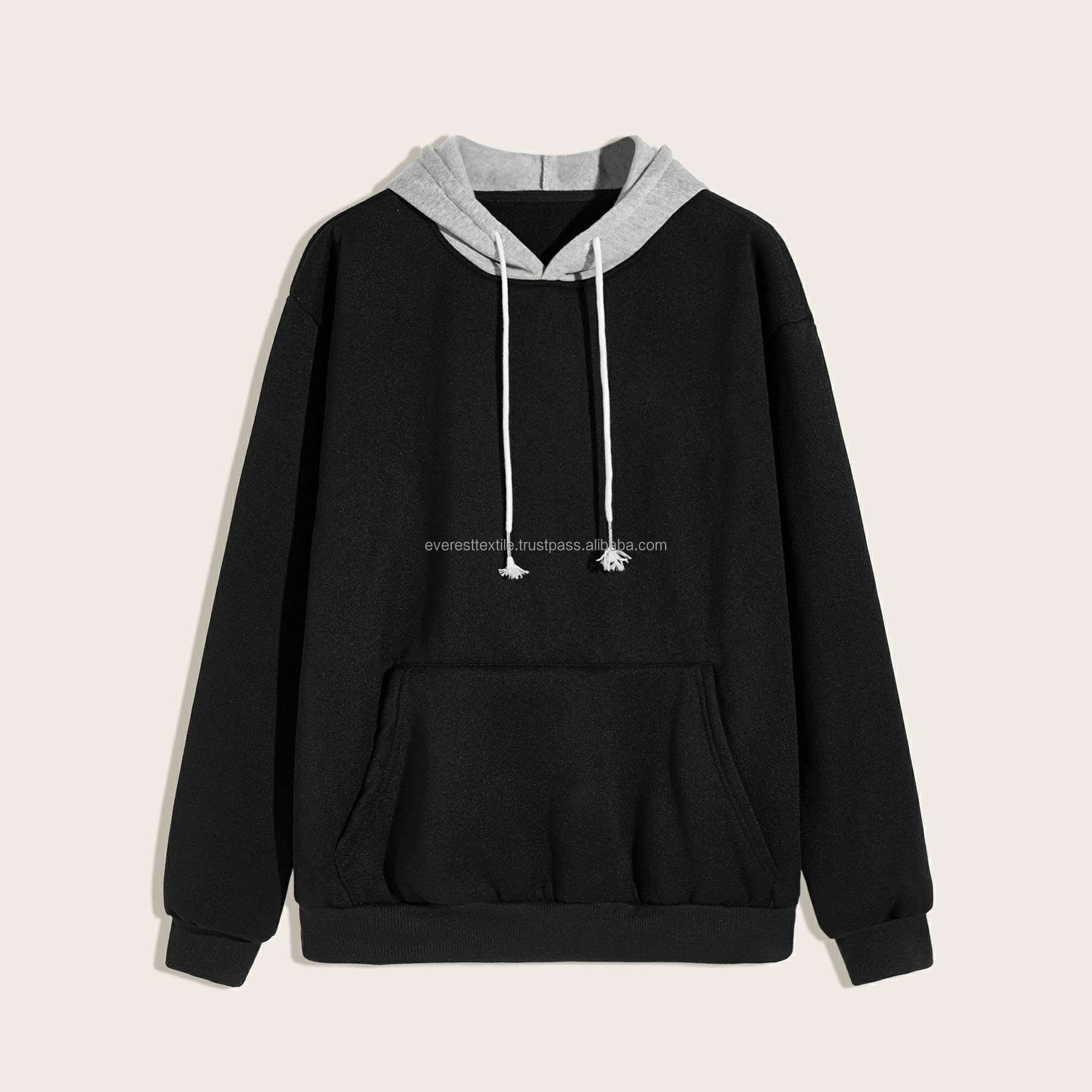 Free Sample Men 100% Cotton Color Block Hoodie Thick Heavy High Quality Blank Oversize Streetwear Custom Logo Pullover Hoodie