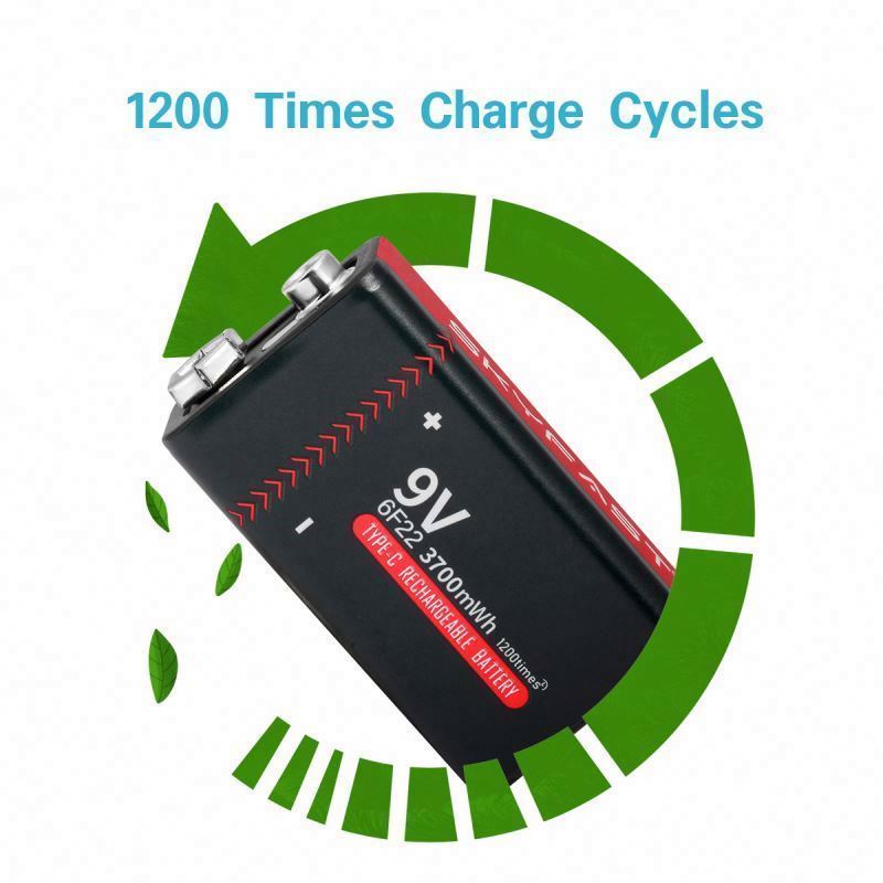 2023 New Trends 9 volt Li-ion 500mAh 700mAh Size 6Lr61 6F22 Pp3 006P 9v Usb Rechargeable Lithium Ion Battery For Multimeter