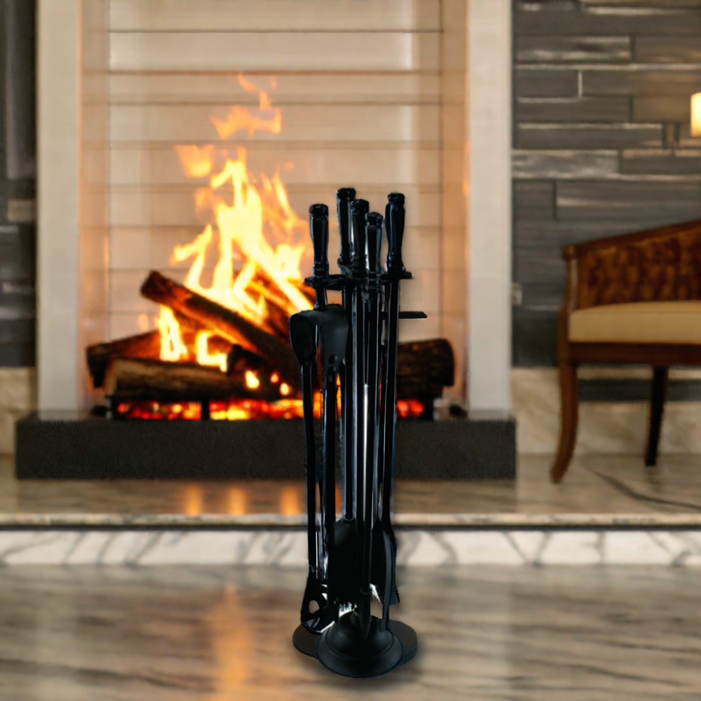 Fireplace Tools Set, Fire Place Accessories Kit with Pedestal Place, Indoor/Outdooe Stove Hearth Use Solid and Practical