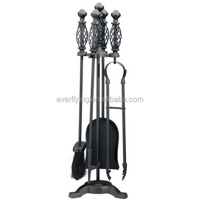 Fireplace Tools Tool Set Wrought Iron Fireset Firepit Fire Place Pit Poker Wood Stove Log Tongs Holder Tools Kit Sets