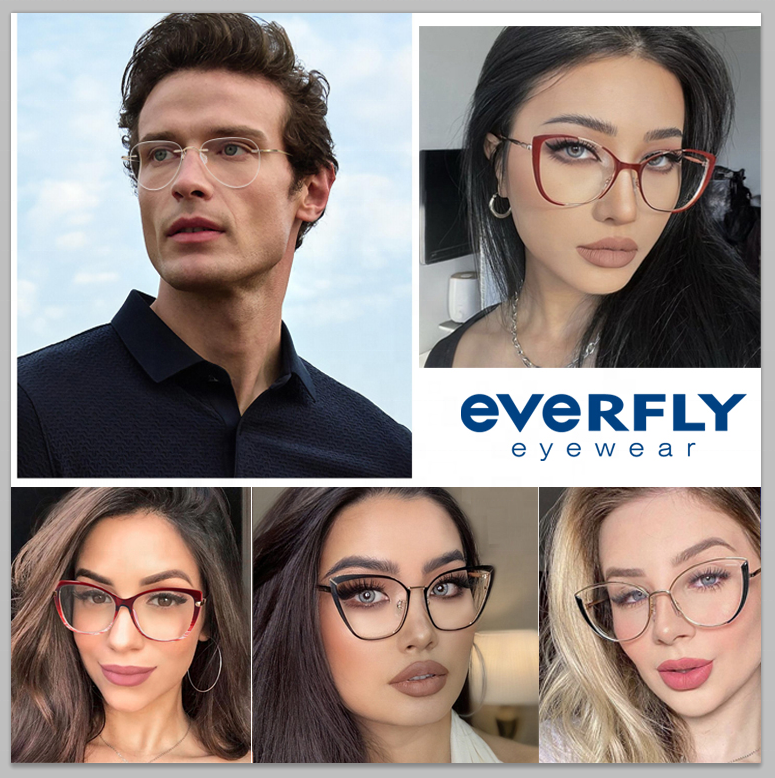 Eyewear Trendy Cat Eye Metal Frames Spectacle Glasses Anti Blue Light Optical Frame Women Eyeglasses Wholesale