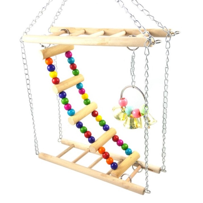 Factory Wholesale Parrot Interactive Toys Bird Chewing Toys Parrot Stairs Swings