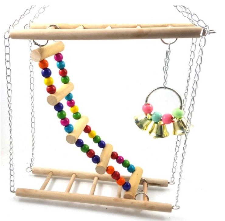 Factory Wholesale Parrot Interactive Toys Bird Chewing Toys Parrot Stairs Swings