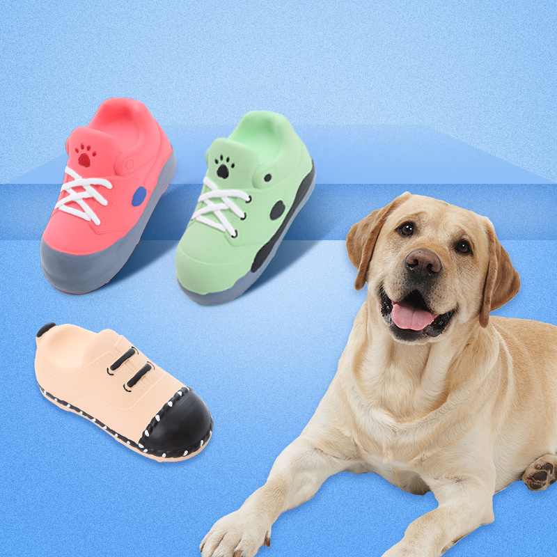 Dog toy cute sport shoes shape latex dog chew toy teeth cleaning shoe pet toy