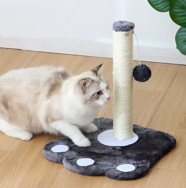 Factory Wholesale Custom Cat Tree Cat Scratching Post Tree Foot Print Shape With Ball Cat Scratcher Toy